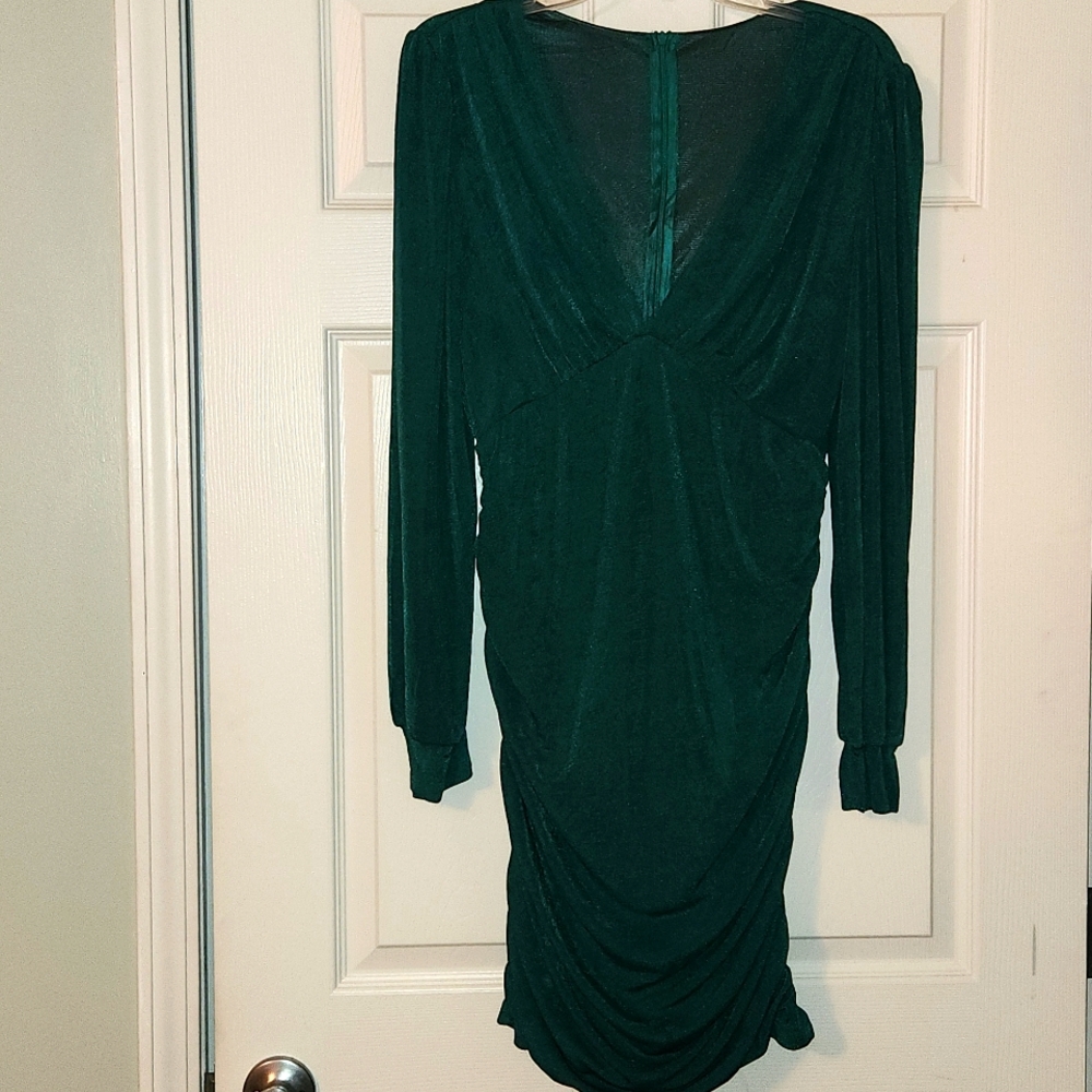 Womens Green Long Sleeve Dress